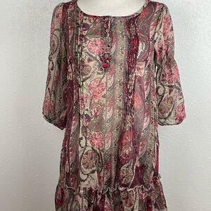 Pre-Owed Pinky Womens Sheer Tunic Top with Poncho Style Arms Size M